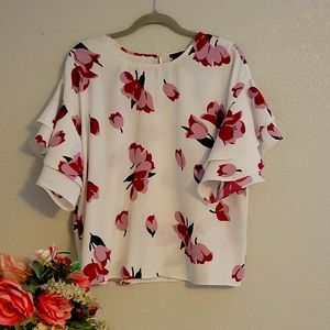 ANN TAYLOR WOMENS LARGE BLOUSE.